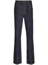 Ferragamo Men Five Pockets Jeans With Logo Tag In Blue