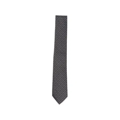 Ferragamo Dark Blue Gancini Logo Tie In Multi