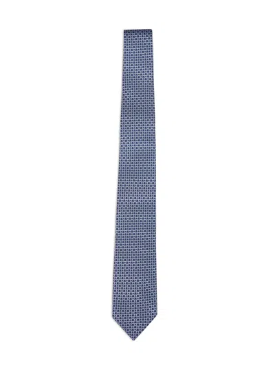 Ferragamo Dark Blue Gancini Silk Twill Carato Tie