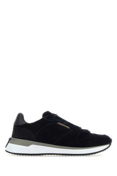 FERRAGAMO DARK BLUE SUEDE SNEAKERS