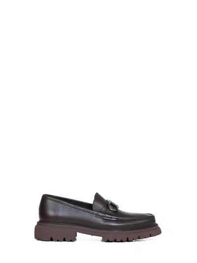 Ferragamo Dark Brown Cocoon Loafers With Gancini Ornament