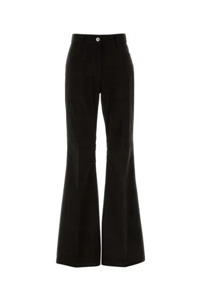 FERRAGAMO DARK BROWN CORDUROY FLARED PANT