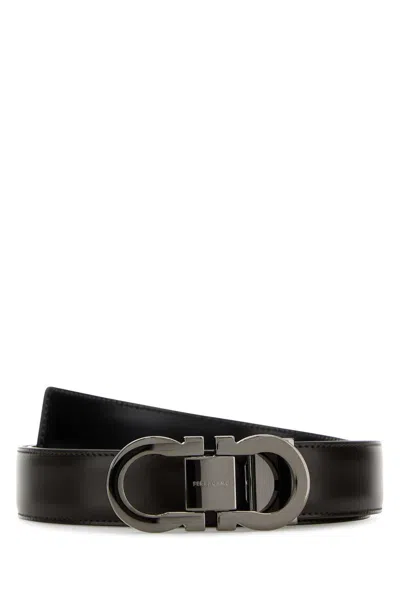 Ferragamo Dark Brown Eather Reversible Belt