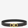 Ferragamo Dark Brown Gancini Buckle Belt In Black