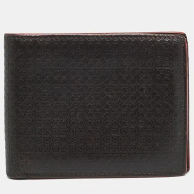 Ferragamo Dark Brown Gancini Embossed Leather Bifold Wallet