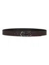 Ferragamo Men Dark Brown Gancini Reversible Belt In Brown