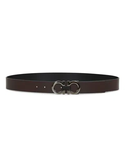 Ferragamo Dark Brown Gancini Reversible Belt
