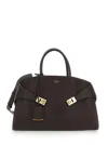 Ferragamo Hug Handbag Bicolor In Dark Brown