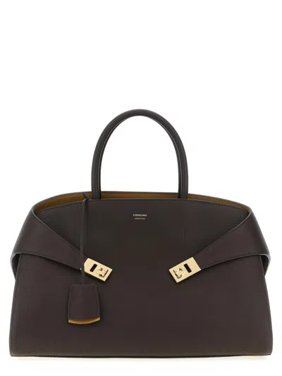 FERRAGAMO DARK BROWN HUG SATCHEL