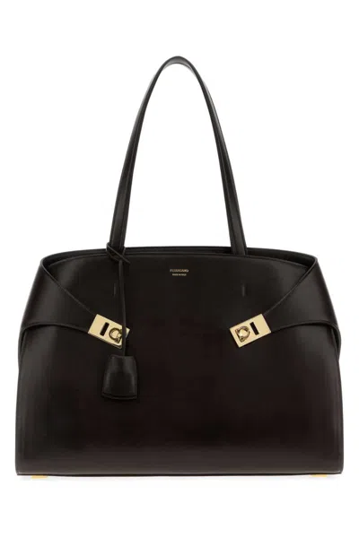 FERRAGAMO DARK BROWN HUG TOTE
