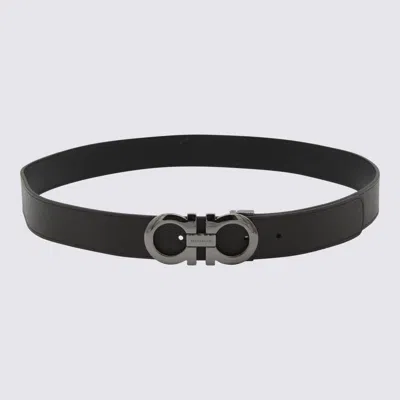 Ferragamo Dark Brown Leather Belt In Black