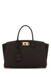 Ferragamo Dark Brown Leather Large Studio Soft Handbag