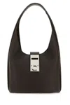 Ferragamo Dark Brown Leather Medium Hobo Handbag