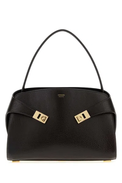 Ferragamo Dark Brown Leather Medium Hug Soft Shoulder Bag