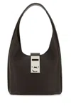 Ferragamo Medium Structured Hobo Handbag With Top Handle In Black