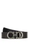 Ferragamo Adjustable Reversible Leather Belt With Textured Finish