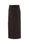 Ferragamo Dark Brown Leather Skirt In Brown