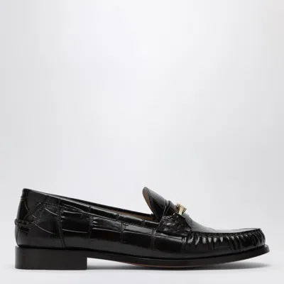 FERRAGAMO FERRAGAMO DARK BROWN MOCCASIN NEW VARA CHAIN