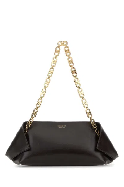 FERRAGAMO DARK BROWN SCARF XS SHOULDER BAG