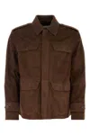 Ferragamo Brown Suede Jacket In Dark Brown