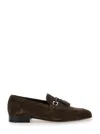 Ferragamo Almond Toe Suede Finish Tassel Loafers In Dark Brown