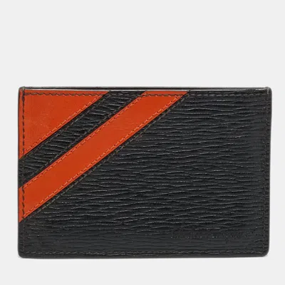 Ferragamo Dark Brown/orange Leather Card Holder