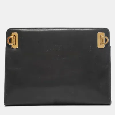 Pre-owned Ferragamo Dark Grey Leather Clutch