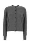 Ferragamo Dark Grey Stretch Cashmere Blend Cardigan In Gray