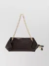 Ferragamo Dark Leather Shoulder Bag With Chain Strap
