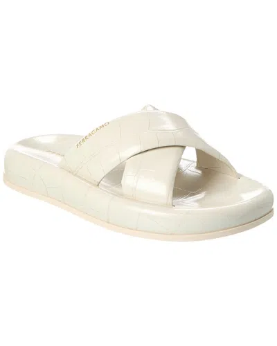 Ferragamo Dasie Leather Slide In White