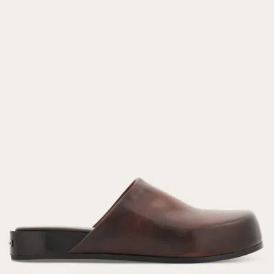 Ferragamo Dassa Leather Round-toe Mules In Multi