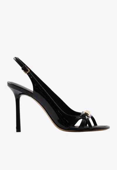 Ferragamo Dasy 95 Slingback Leather Sandals In Black