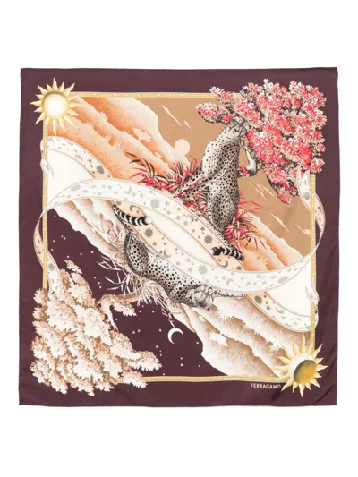 Ferragamo Day & Night-print Scarf In 紫色