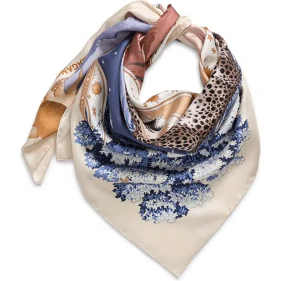 Ferragamo Day & Night Print Silk Twill Scarf In Rosa/azur