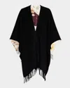 Ferragamo Day & Night Reversible Cashmere-blend Cape In Black Bord