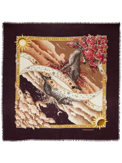 Ferragamo Cashmere Scarf With Fringe Details For Day And Night In Vino