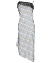Ferragamo Organza Plaid-check Midi Dress