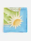 Ferragamo Day & Night Print Silk Scarf In Azur,lime