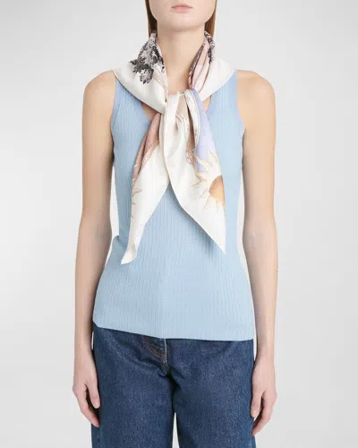 Ferragamo Daylight Silk Square Scarf In Ivory/multi