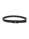 Ferragamo Dbl Gancini Animation Double Adjustable Belt In Black