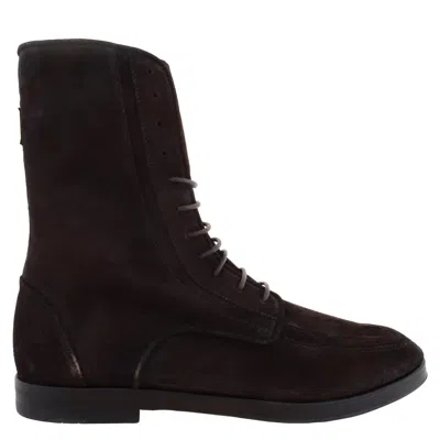Ferragamo Debby Suede Lace-up Boots, Size 9 C In Brown