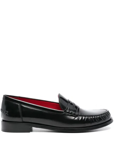 Pre-owned Ferragamo Debossed-logo Leather Loafers In Black