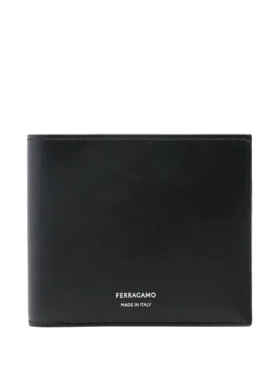 Ferragamo Debossed-logo Leather Wallet In Black