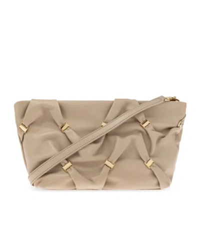 Ferragamo Decal Shoulder Bag In Nude