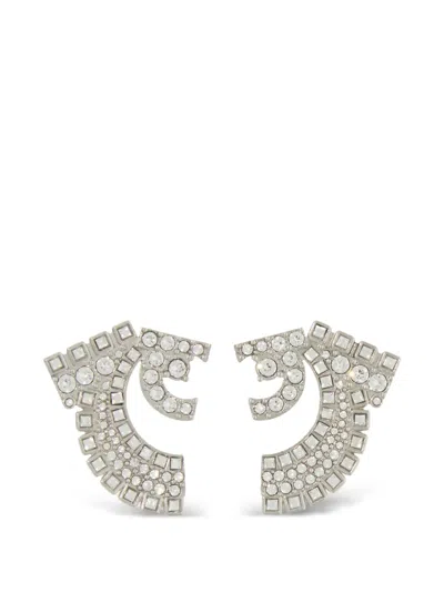 Ferragamo Deconstructed Gancio Stud Earrings In Metallic