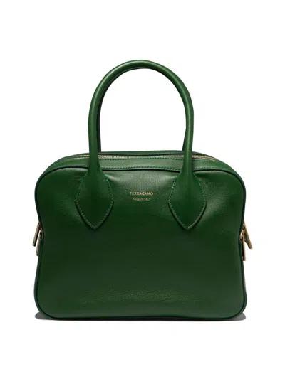 Ferragamo Deconstructed Handbag In Green