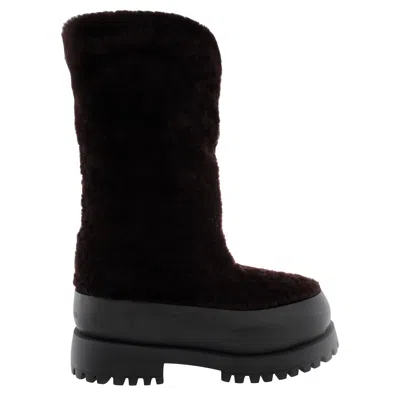 Ferragamo Deena Fur Platform Boots, Size 7 C In Black