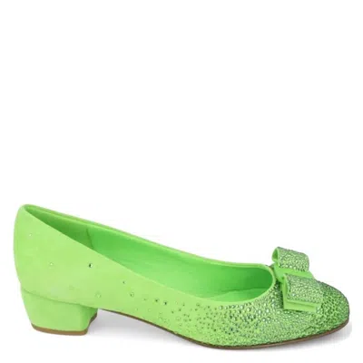 Ferragamo Degrade Crystals Vara Bow Pumps In Multi