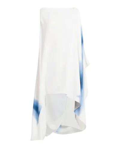 Ferragamo Degrade-print Draped High-low Dress In White