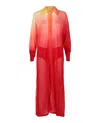 Ferragamo Degrade Silk-blend Midi Shirt Dress In Red